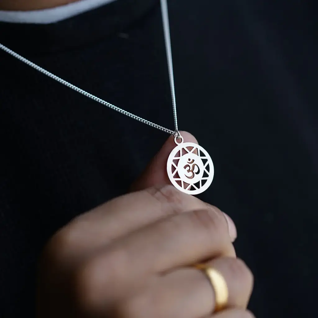 Om Pendant Silver Chain For Men : 55485847
