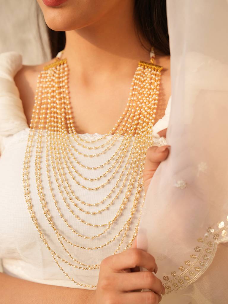 Riva Layered Semi-Precious Pearl And Gold-Toned Brass Necklace : 283NCK24RVJ