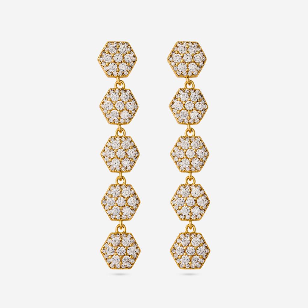 White - Plated Casual Wear Trendy Zircon Earring - 466902 : 466902