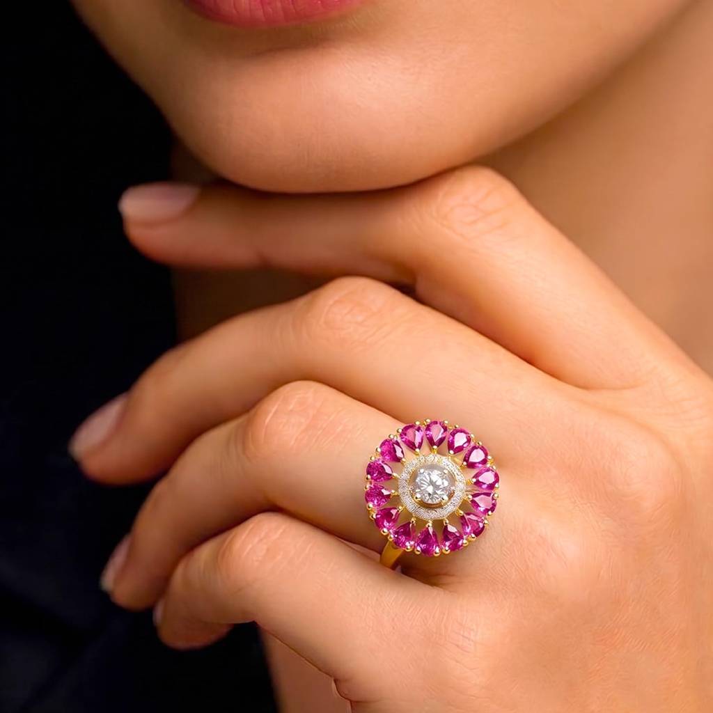 Ethnic Gold Plated Adjustable Fancy Finger Ring For Women : PF04R12RP