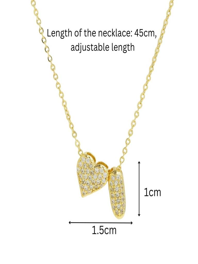 Reversible Initial Letter & Heart With Zircons Gold Plated Antitarnish Pendant : ABY0226P201GI