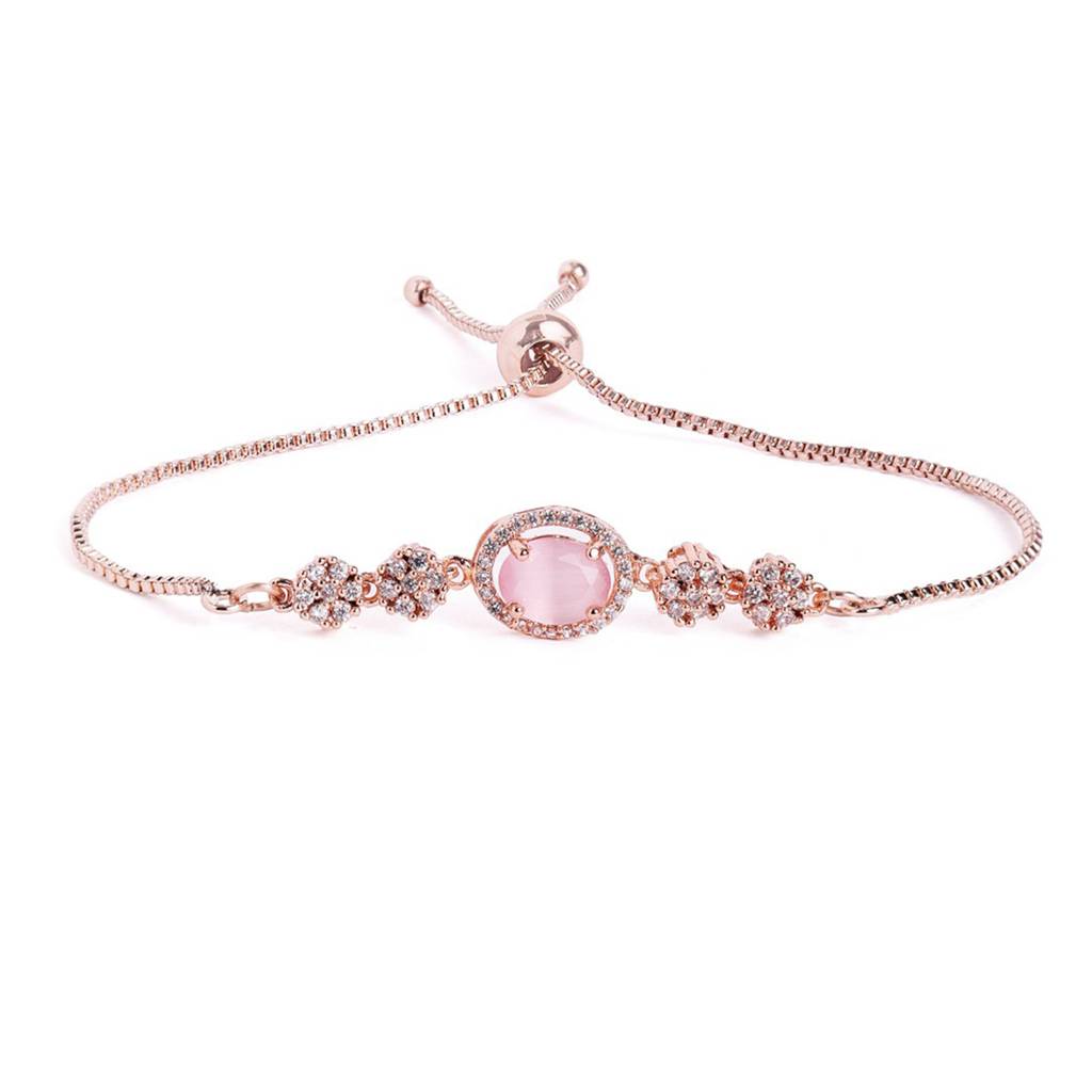 Cz Adjustable Bracelet | Classic Style | Evening Wear : AD-204-RGMP-BR