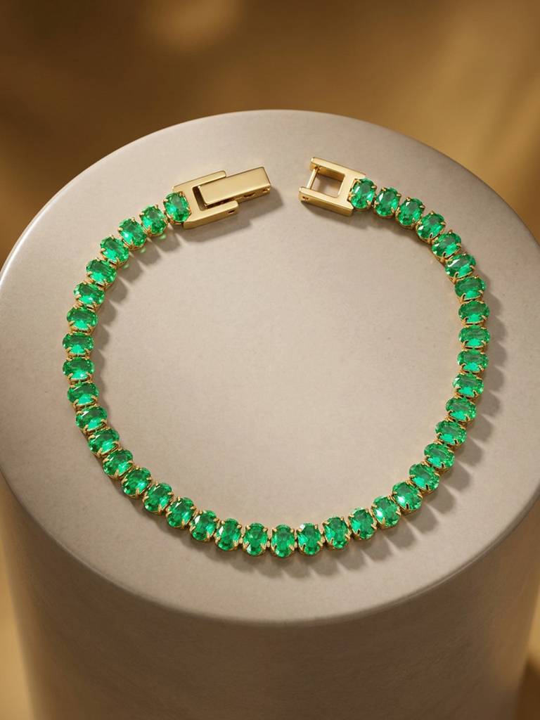 Eternz Certified Jewellery - ELRA18K Gold Plated Radiant Tennis Bracelet Stainless Steel Waterproof & Anti