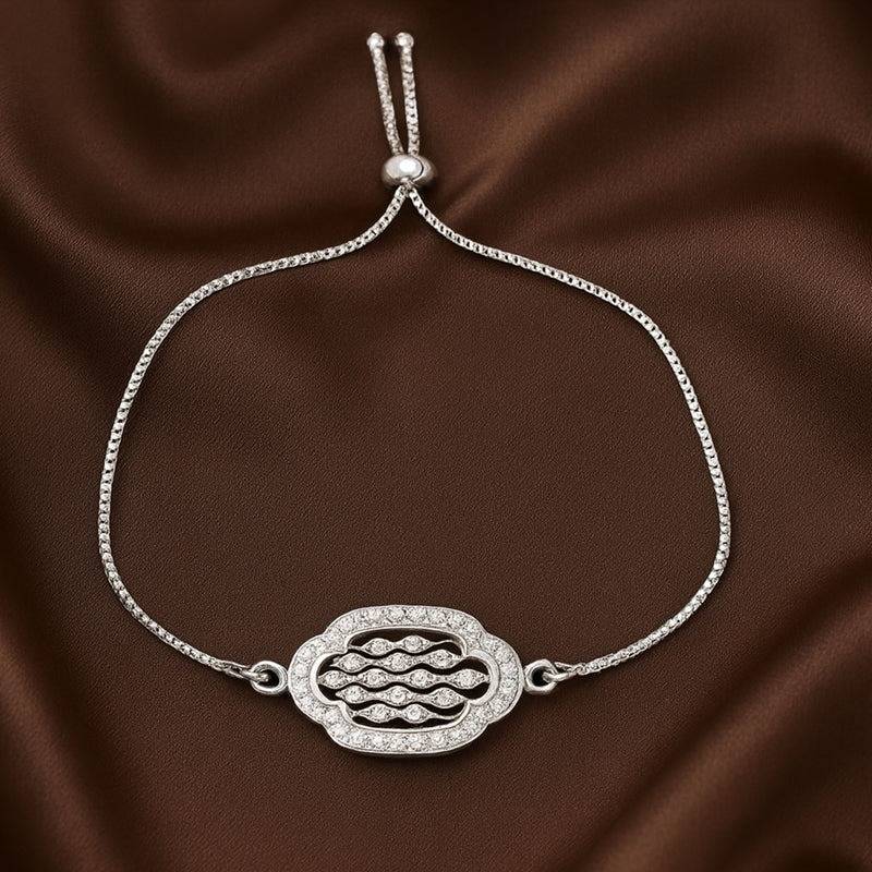 Dazzling Cz Oval Motif Slider Bracelet | Gift For Her : AD-165-IRWEBR