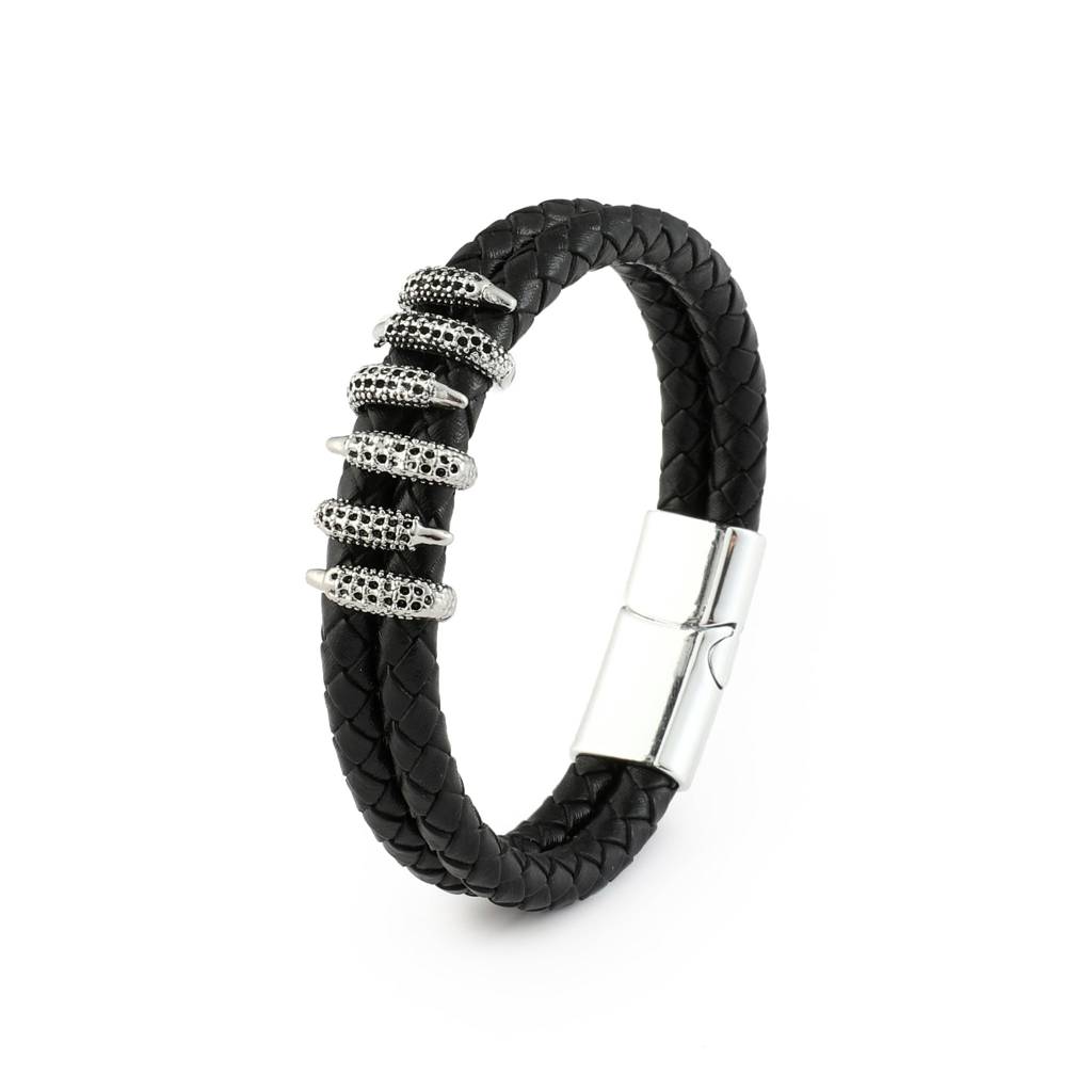 Crown Line Clawed Bracelet - Black : MB1S1010-S-BK