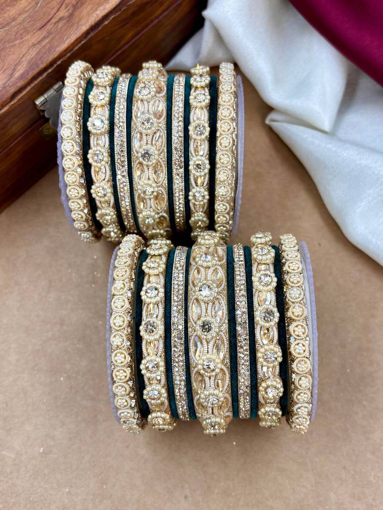 Velvet Bangles Set | Elegant Traditional Party Wear Bangles : HB-40-24-RAMA