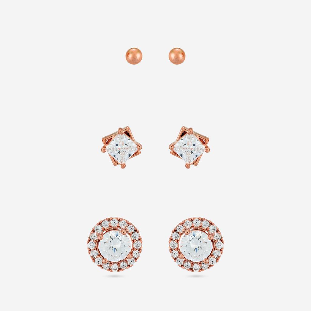 White Gold - Plated Casual Wear Trendy Zircon Earring - 464792 : 464794