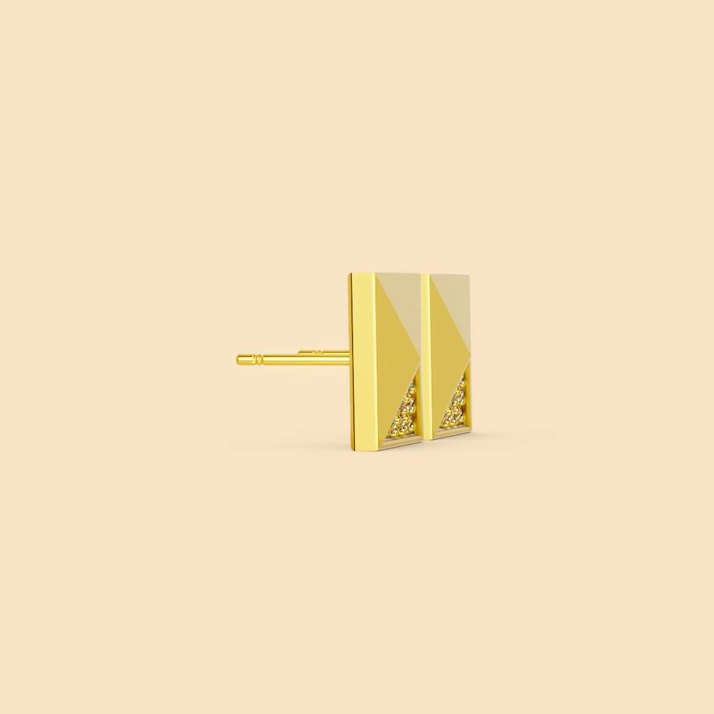 22K Gold Vermeil |Groove Studs For Men (Single Piece)| Pure 925 Sterling Silver With The Thickest Gold La : TSER-GRO-22K-70124