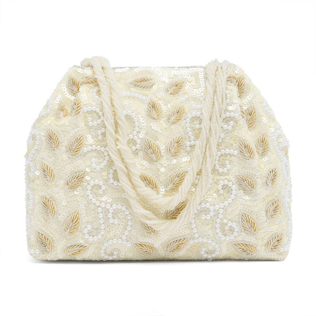 Potli Bags For Women Evening Bag Clutch Ethnic Bride Purse With Drawstring (P17Br) : P17W