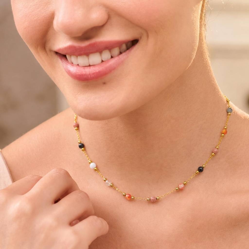 Gold Plated Antique Multicolor Chain Necklace For Women & Girls : PX9N271GML