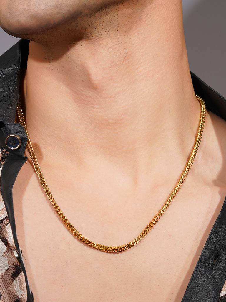 18K Gold-Plated Cuban Anti-Tarnish Waterproof Stainless Steel Chain For Men : AN-LJ-GO-0015-DC-M