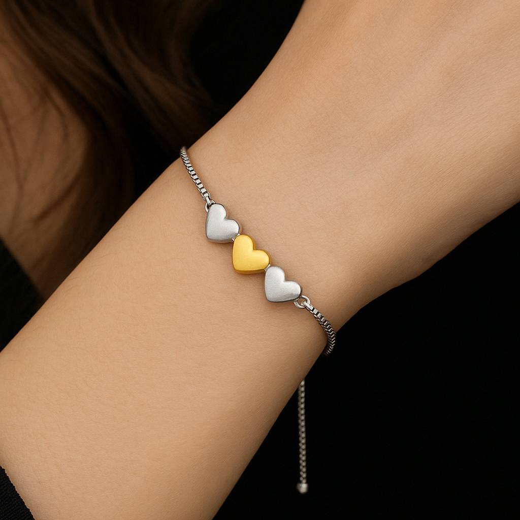Valentine'S Day Hearts Of Eternity Dual Tone Silver Bracelet : 8905124554472