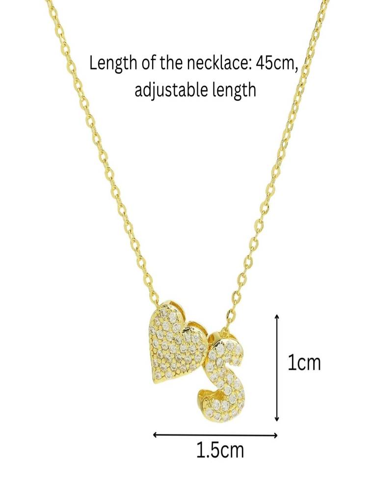 Reversible Initial Letter & Heart With Zircons Gold Plated Antitarnish Pendant : ABY0226P201GS
