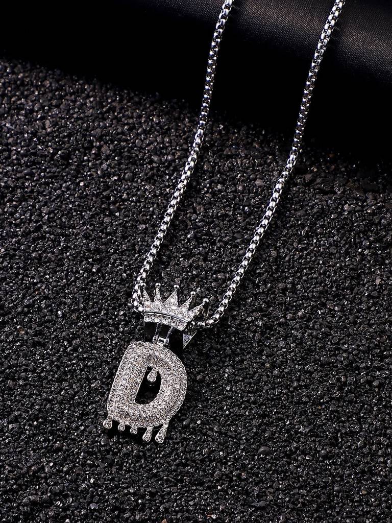 Men'S The Drip Alphabet Pendant Necklace - Metallic Silver : FANC1096-D