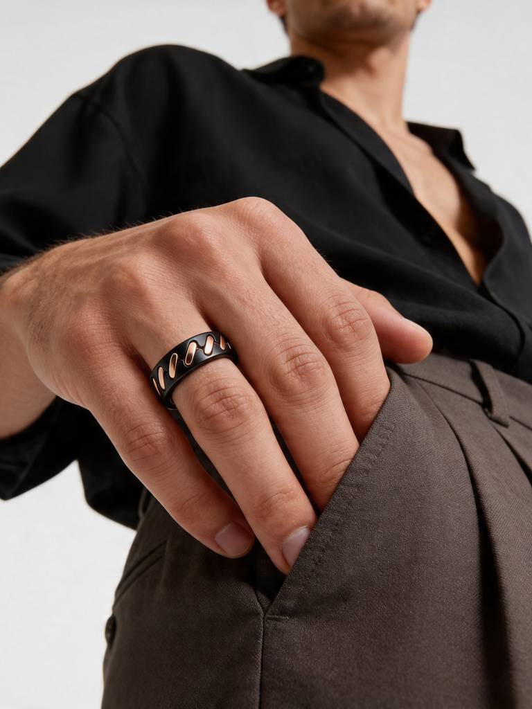 Touch925 Pure 925 Silver Interlock Men'S Fusion Ring : CJGR348