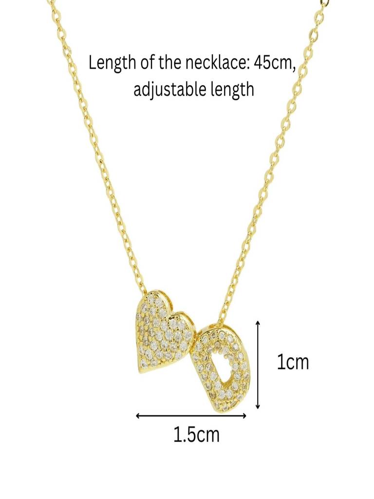 Reversible Initial Letter & Heart With Zircons Gold Plated Antitarnish Pendant : ABY0226P201GD