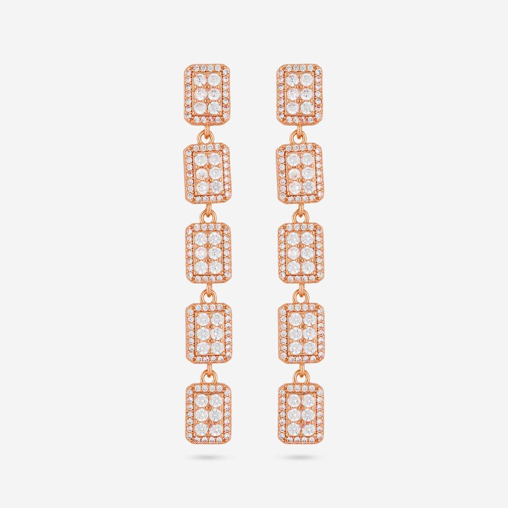 White - Plated Casual Wear Trendy Zircon Earring - 466908 : 466910