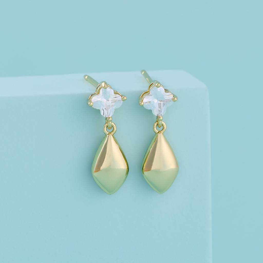 White Gold - Plated Casual Wear Trendy Zircon Earring - 460393 : 460393
