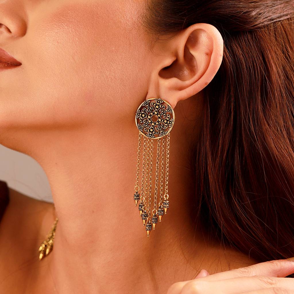 Fringes Perfect Beaded Fringe Earrings : 8905124564297