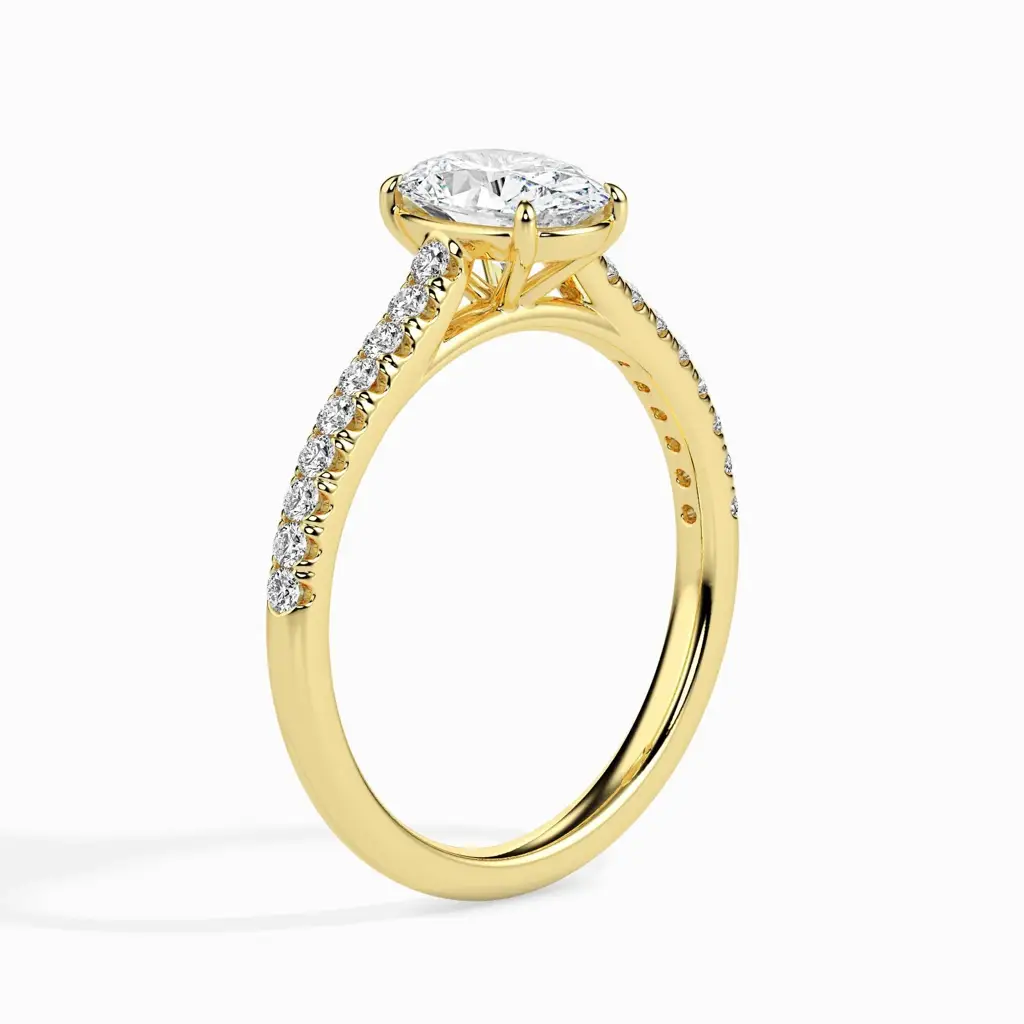1.5 Carat Oval Solitaire Ring In Diamond Band : 09kWhiteZNR109F10