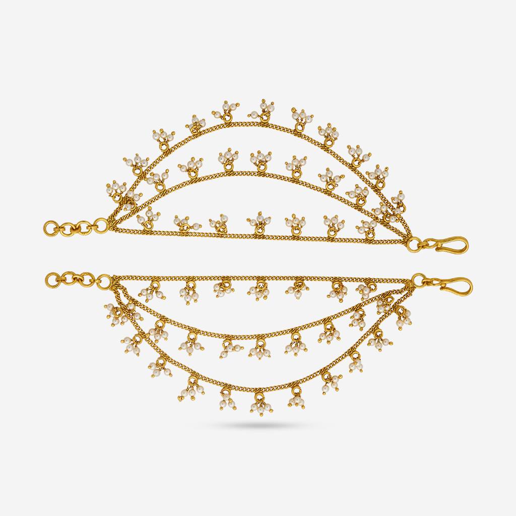 Full Pearl Gold - Plated Bridal Temple Matil - 459622 : 459622