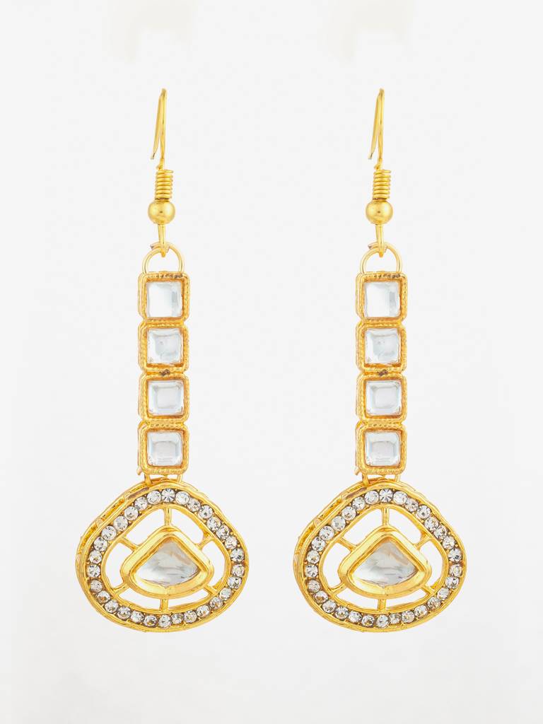 Gold Plated Kundan Square Drop Earrings : ER4169