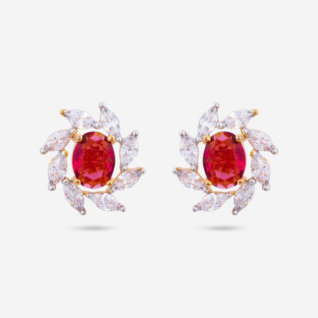 Ruby Rhodium-Gold - Plated Casual Wear Zircon Earring - 447654 : 447654