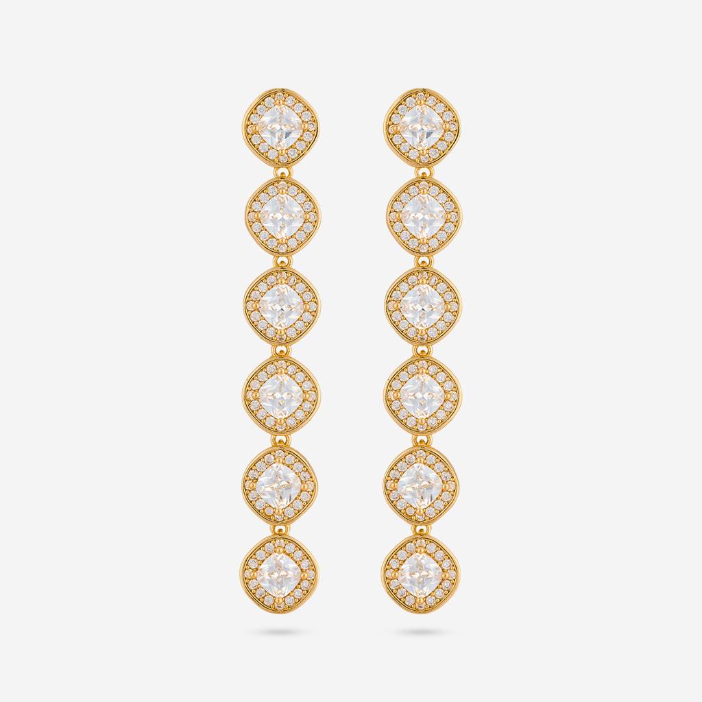 White - Plated Casual Wear Trendy Zircon Earring - 466896 : 466896
