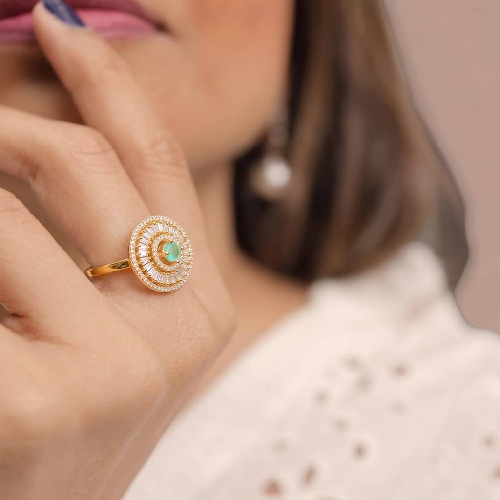 Ethnic Gold Plated - Adjustable Fancy Finger Ring For Women : PF04R16GMNT