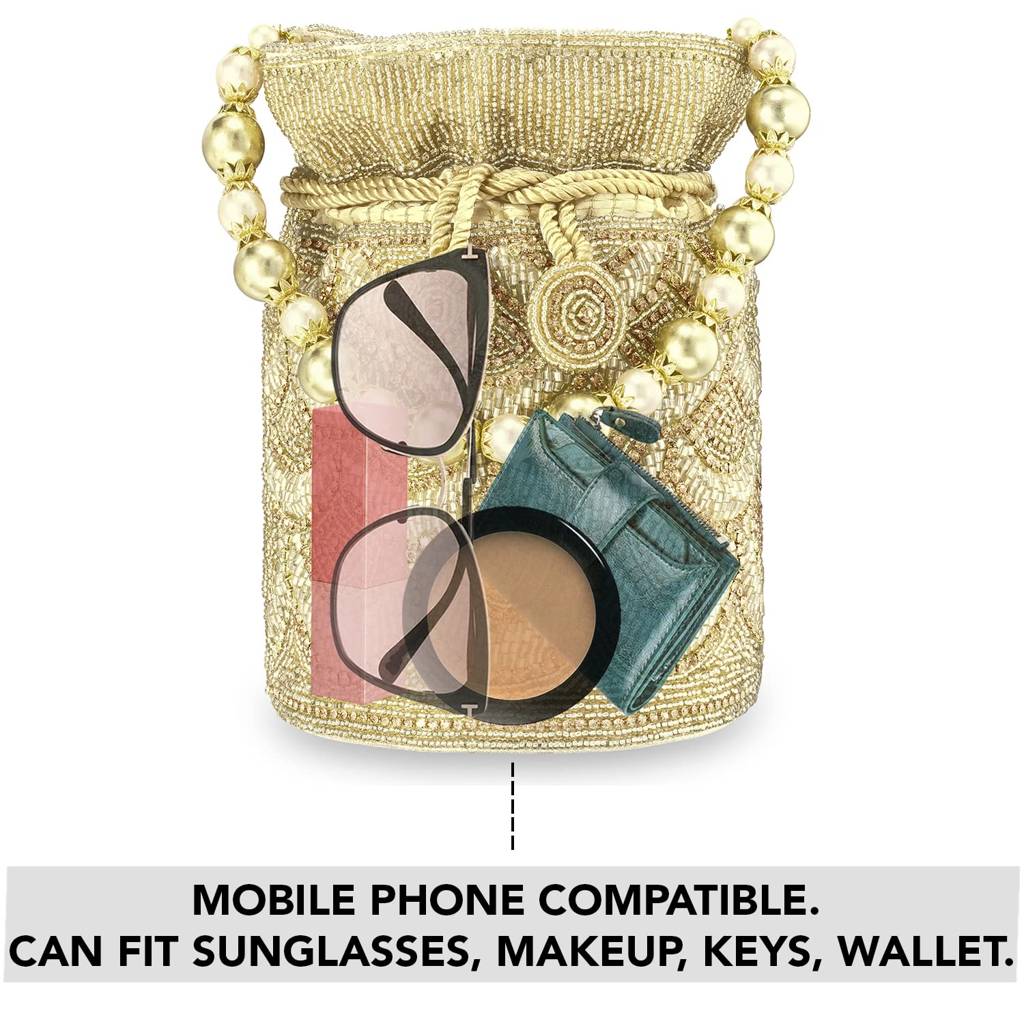 Potli Bags For Women Evening Bag Clutch Ethnic Bride Purse With Drawstring (P70C) : P70G