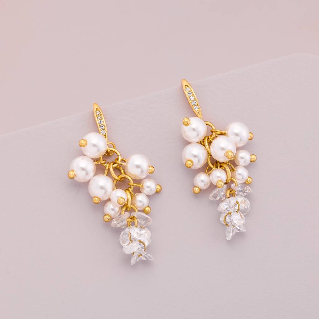 Pearl Gold - Plated Casual Wear Trendy Zircon Earring - 464622 : 464622