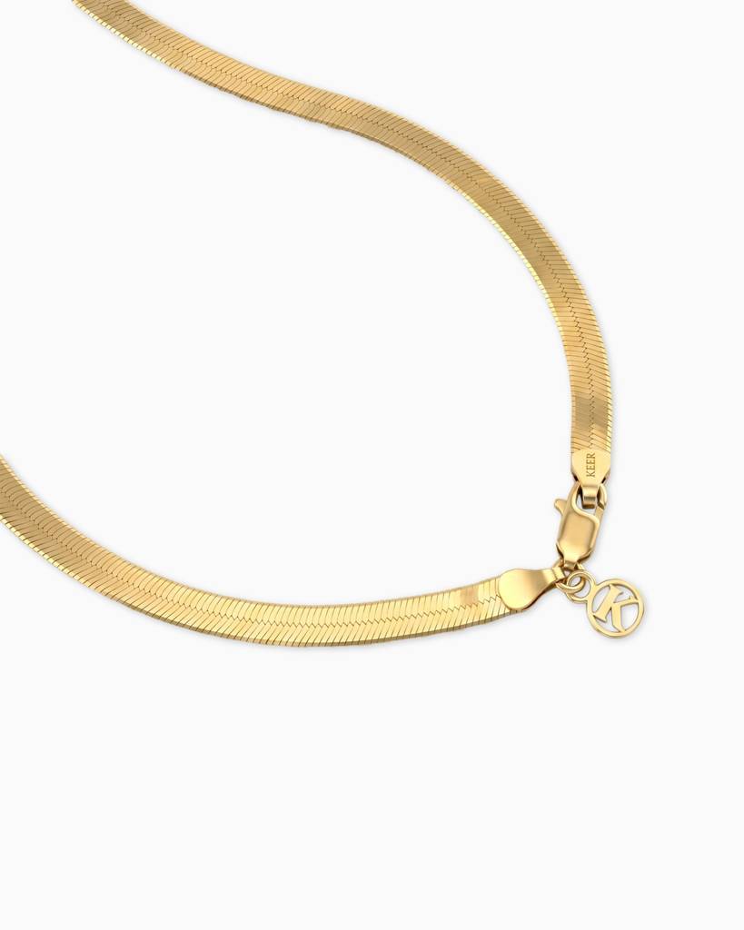 Silhouette Slim: 925 Sterling Silver Flat Herringbone Chain Necklace : TK-1501-N109-G00