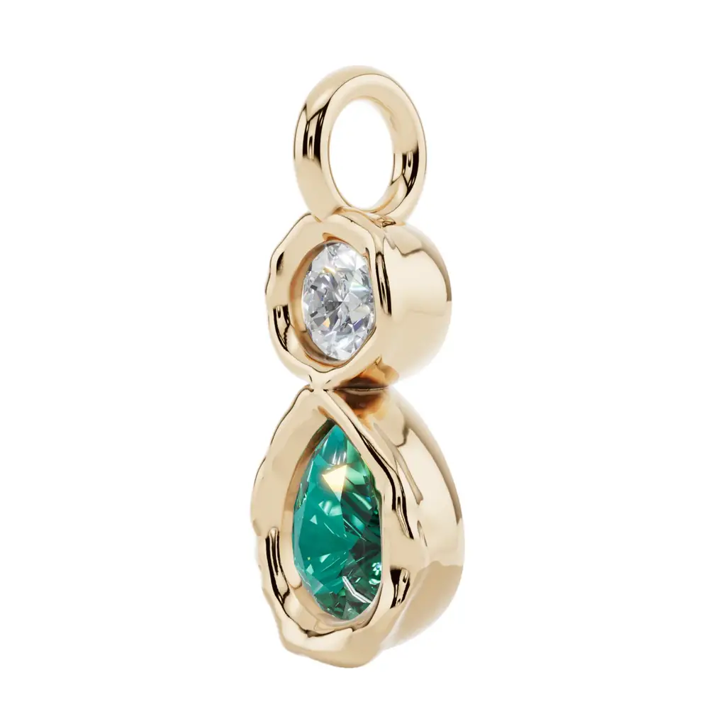 Emerald Dewdrop Semi Silver Pendant Necklace : VFL01-G-SM