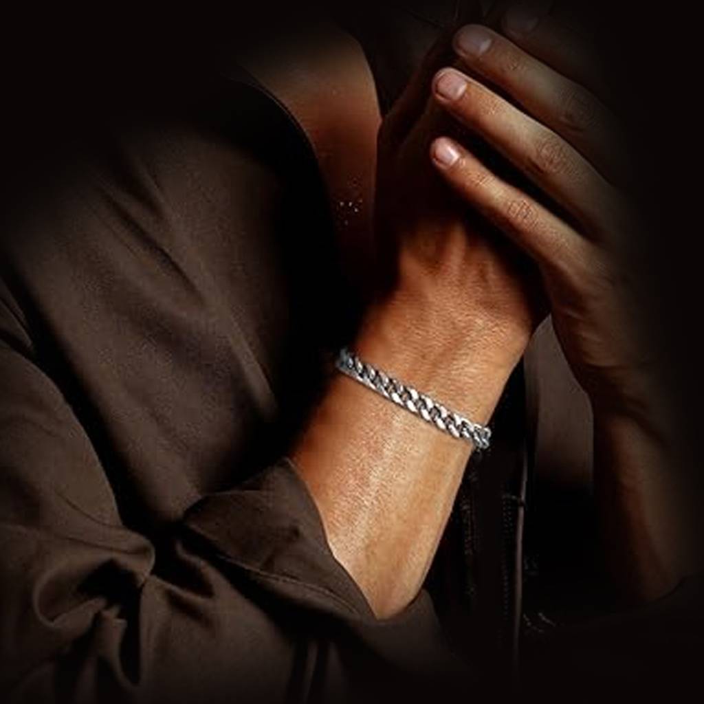 Silver Plated Stainless Steel Openable Stylish Link Chain Bracelet Fashion Jewellery For Men : PX5SB110