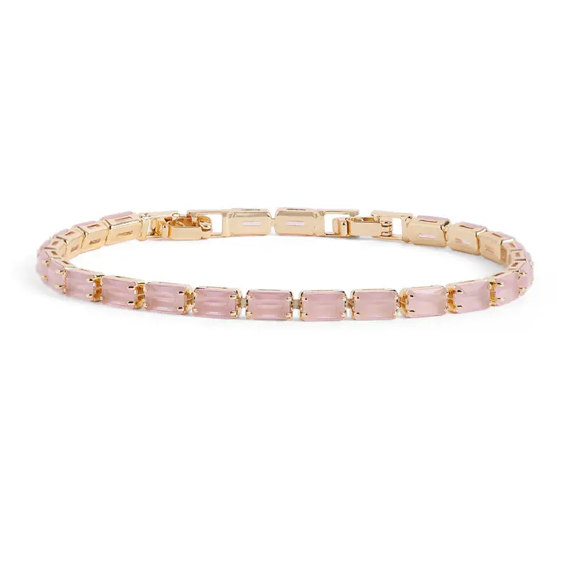Majestic Mint Pink Stone Bracelet | Gold Tone Tennis Style | Glam Jewelry : CAD-050-IGMP-BR