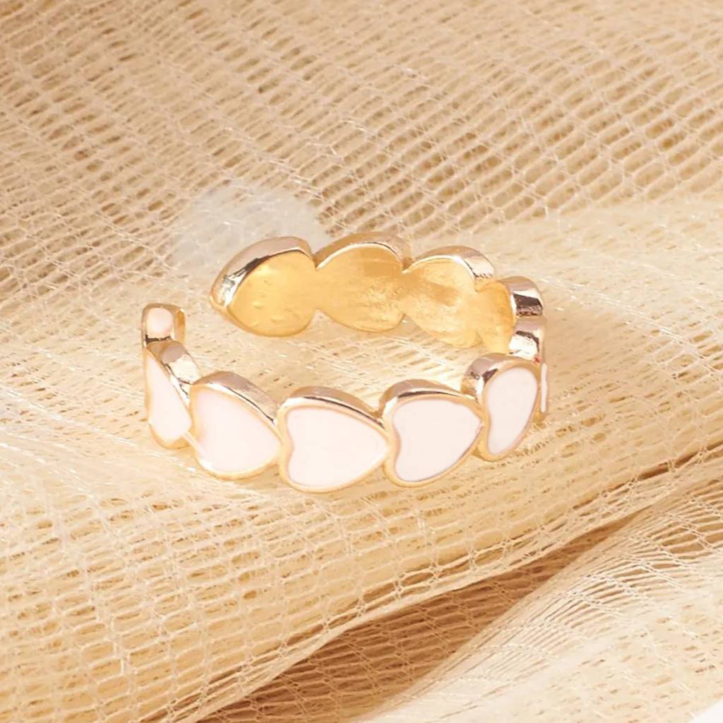 Mocha Me Hearts Ring : RS12886-G-WHT