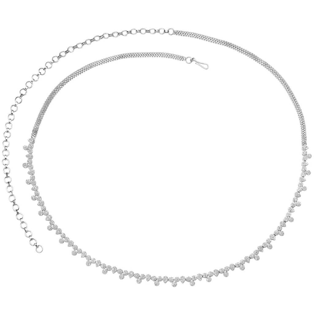 Silver Plated Cubic Zirconia Studded Fancy Belly Chain Kamarbandh Jewellery Gift For Women & Girls : PF67BLT317S