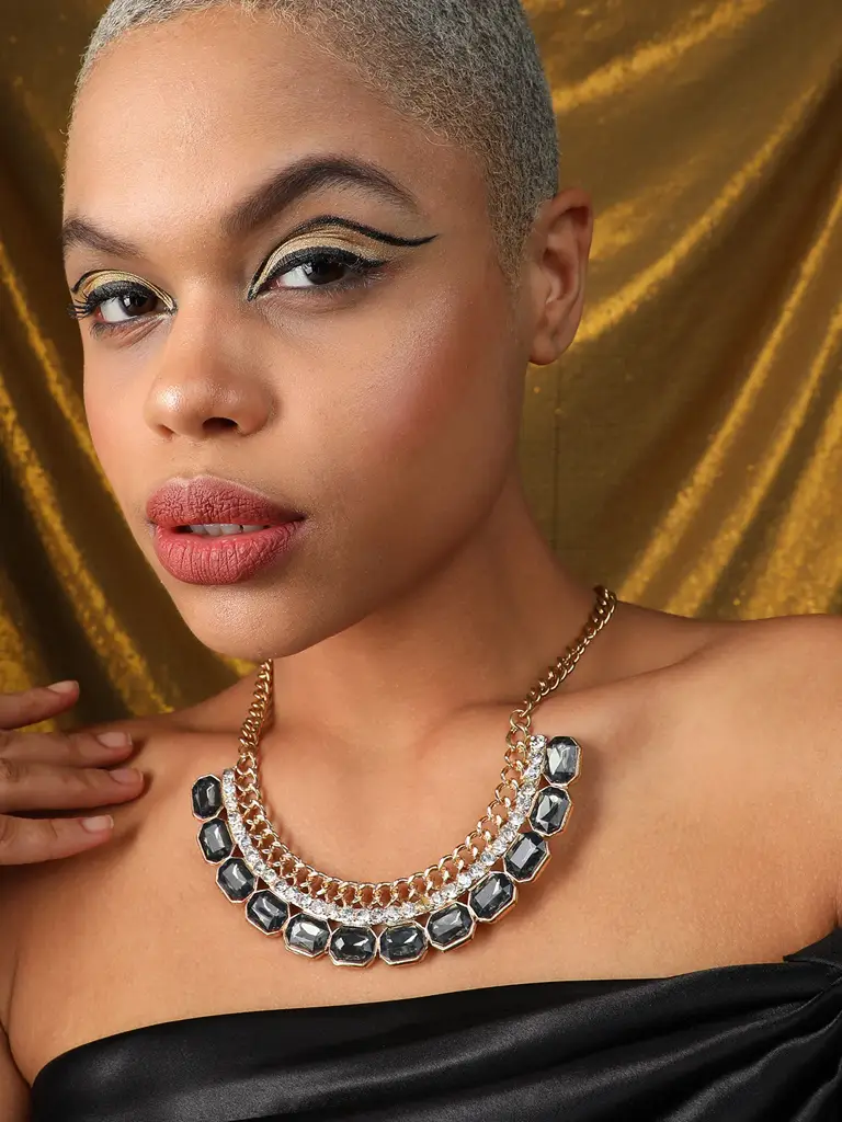 Imani-Gold Plated Designer Stone Party Necklace For Women : SOHNCK3074