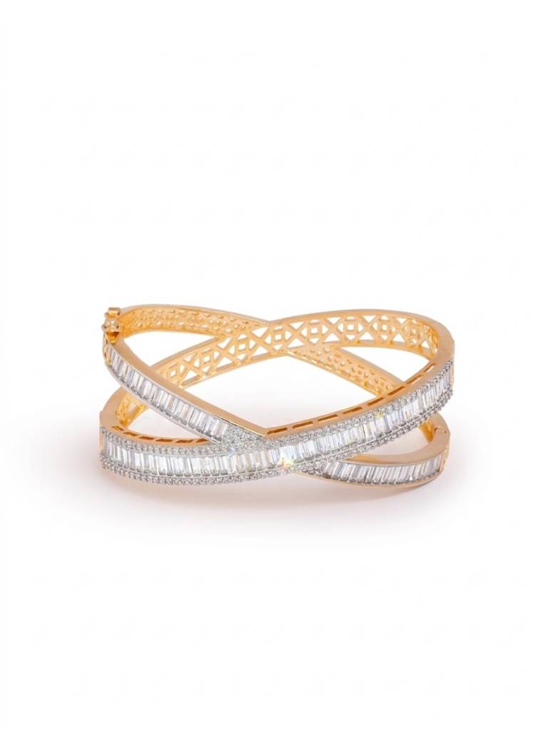 Crossed Baguette Ribbon Bracelet : YI24A0887B