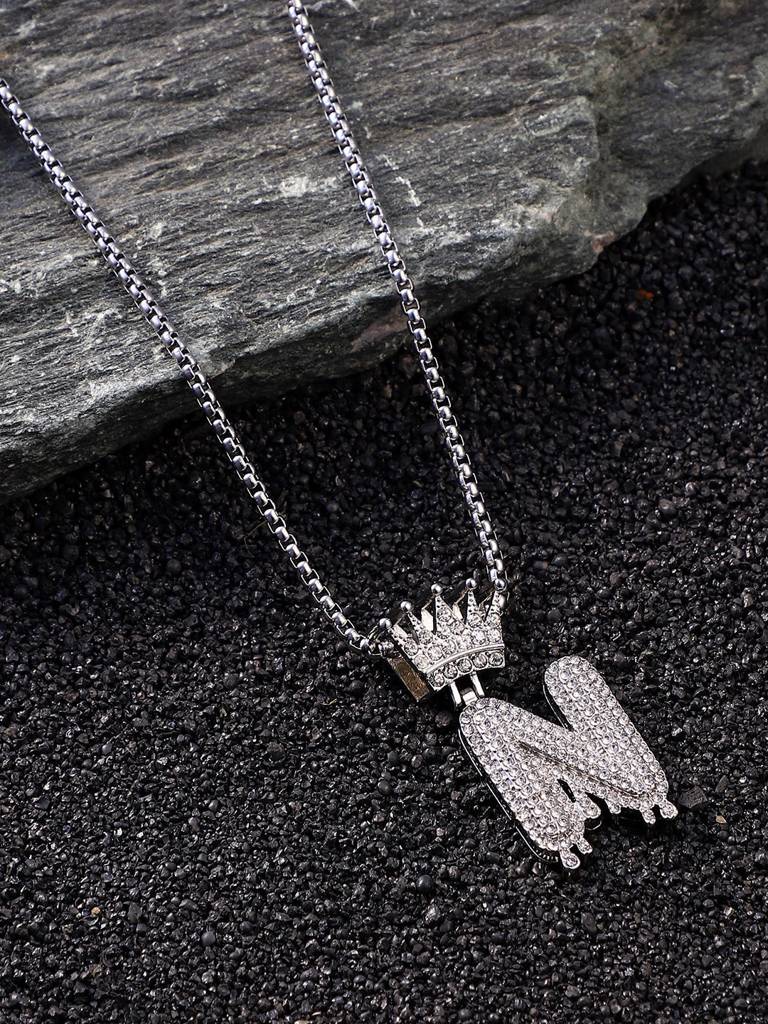 Men'S The Drip Alphabet Pendant Necklace - Metallic Silver : FANC1096-N