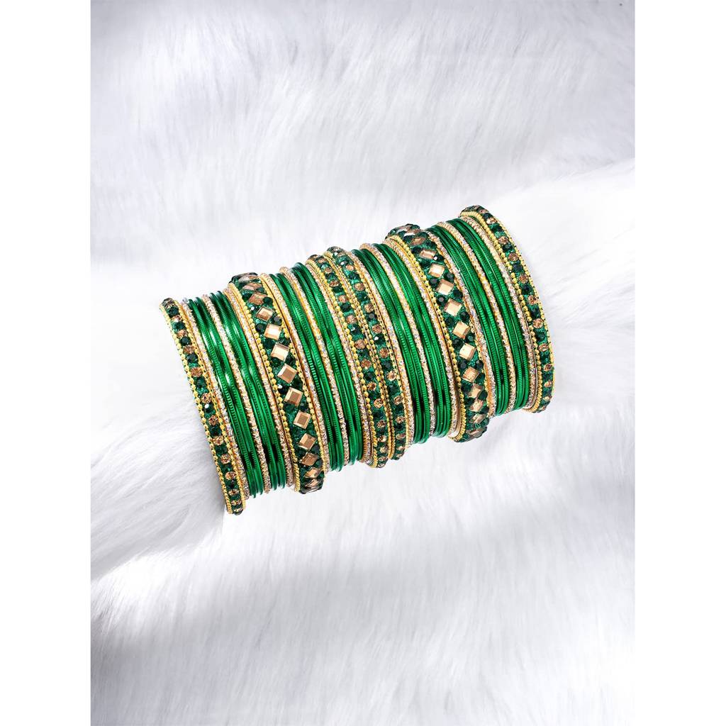 Diamond Metal Chuda Bangle Set Indian Traditional Bridal Wedding Fashion Jewellery For Women : PF51B36G