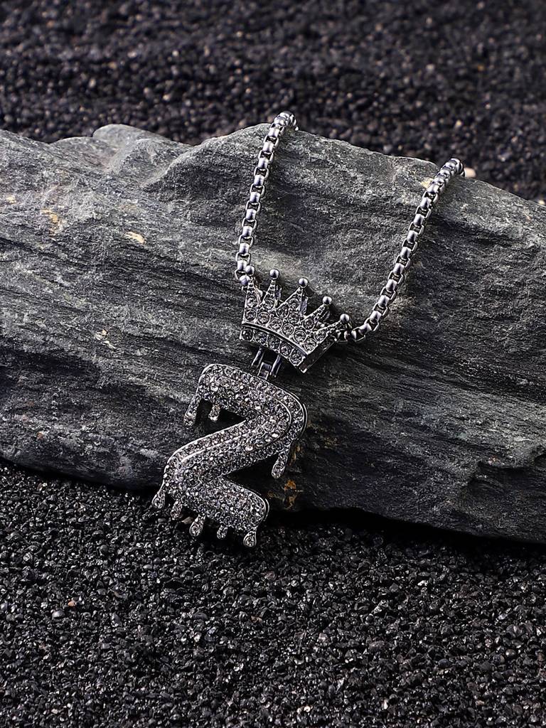 Men'S The Drip Alphabet Pendant Necklace - Metallic Silver : FANC1096-Z