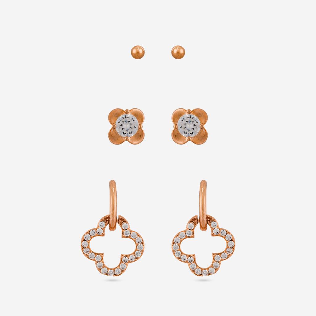 White - Plated Casual Wear Trendy Zircon Earring - 464789 : 464791