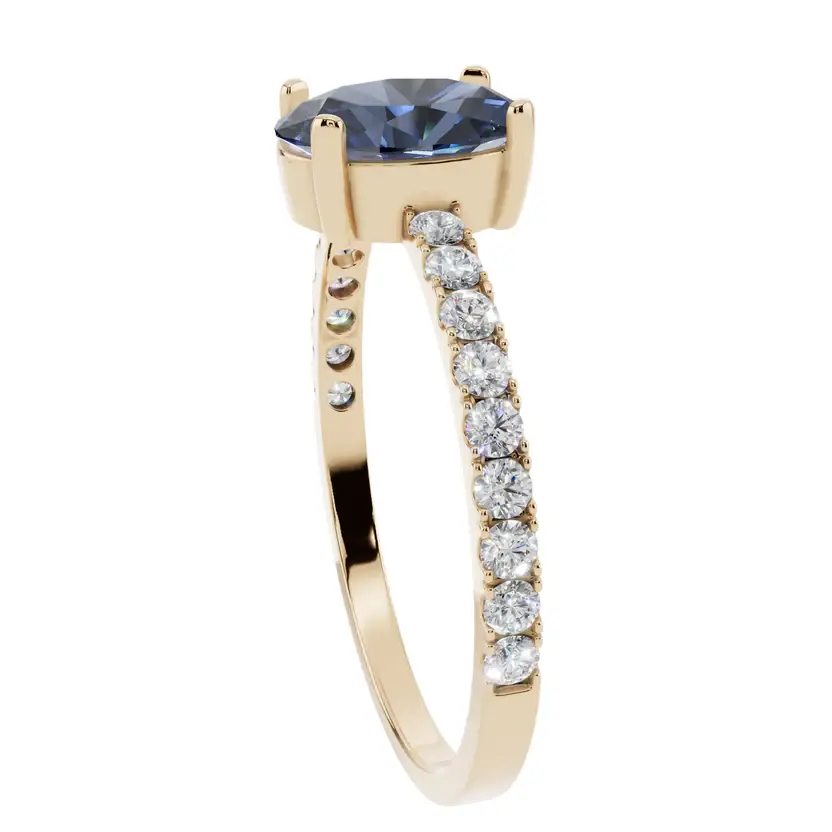 The Ruby Oval Pavé Blue Pure Silver Ring : VRG10-B-SL-9-G