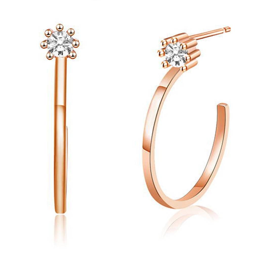 Gold Plated American Diamond Studded Hoop Earrings Office Work Wear Fashion Jewellery Gift For Women & Girls (Px8E152) : PX8E152