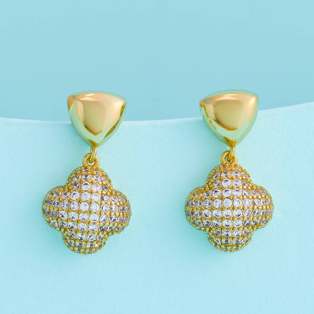 White Gold - Plated Casual Wear Trendy Zircon Earring - 460401 : 460401