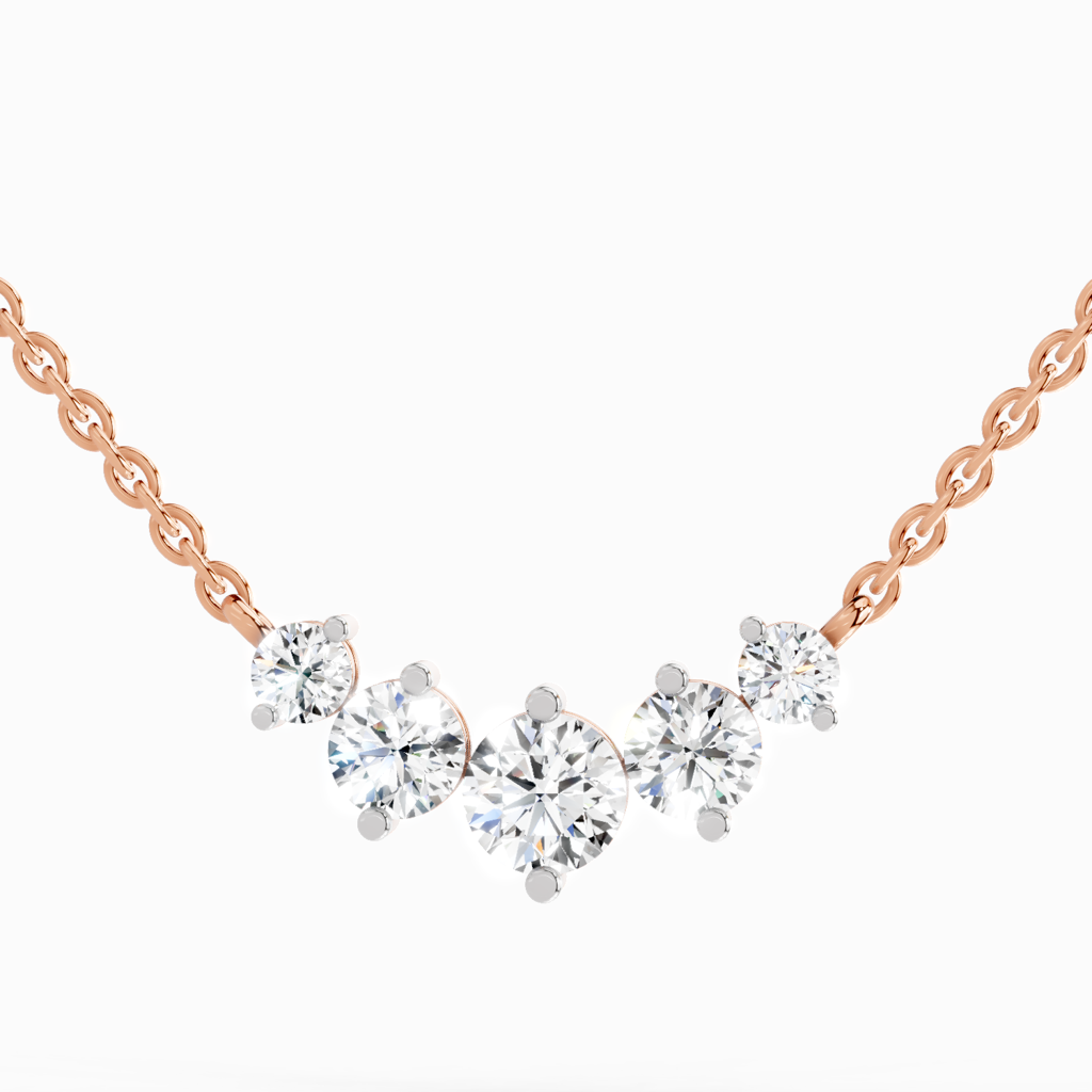 Lab Grown Diamond 1.31 Carat Round Graduated Bar Pendants14K : SPN19541-NK-14KR-131CT