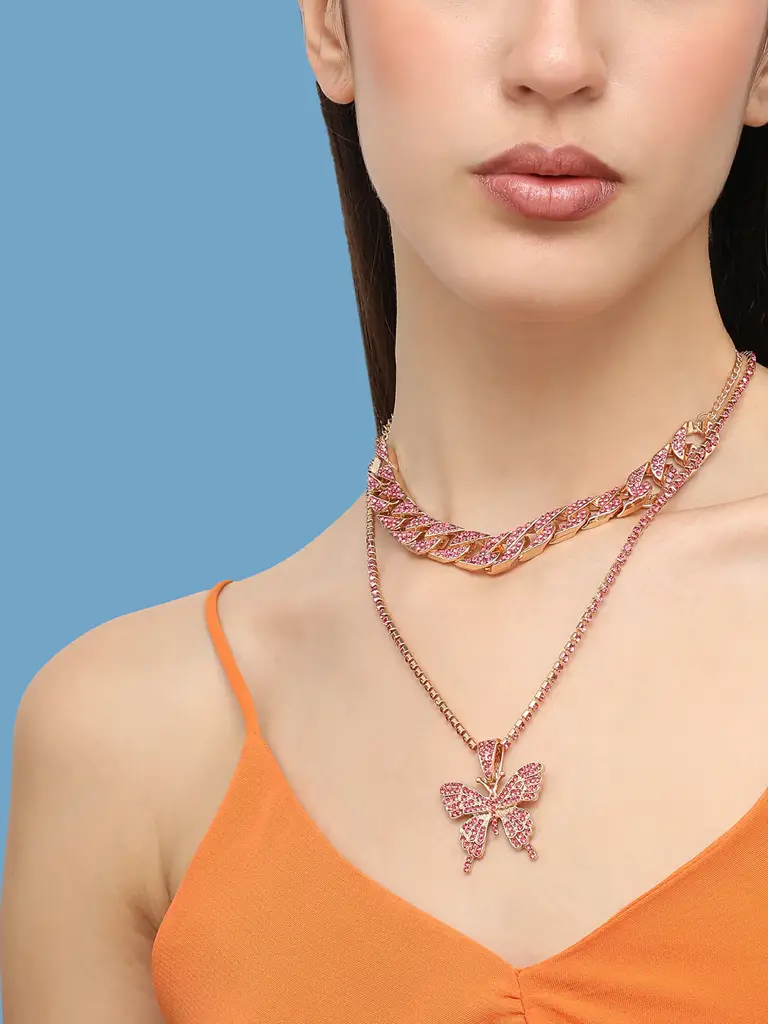 Ronnette-Gold Plated Designer Stone Party Necklace For Women : SOHNCK4722