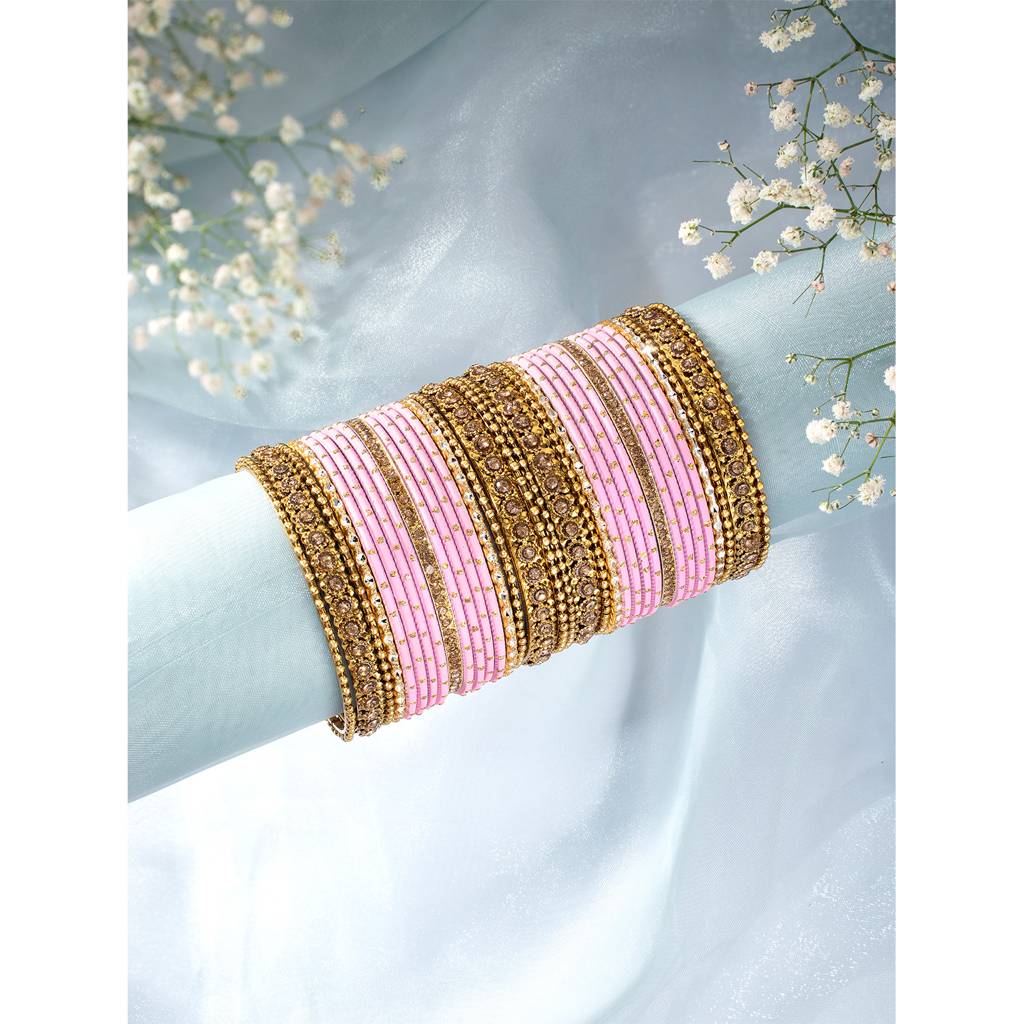 Studded Green Silk Thread Bangles Set Ethnic Jewellery For Women : PF51B84PK