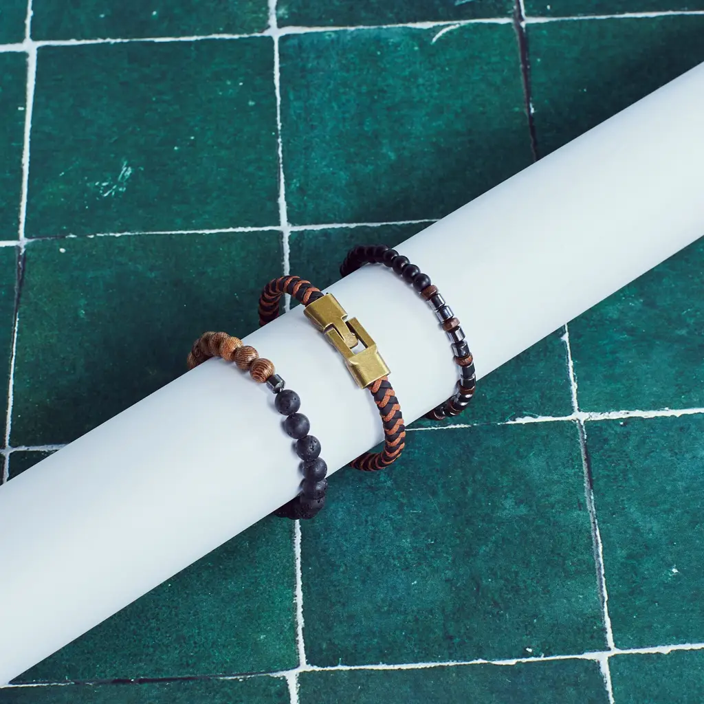 Set Of 3 Jacinth Protective Beaded Bracelets : MB3C0901